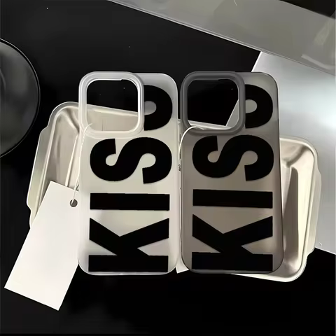 Minimalist Kiss Letter Design Soft Phone Case for iPhone 17 16 15 14 13 12 11 PRO MAX MINI XS XR 7 8