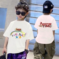 เสื้อยืดเด็ก adventure time with Finn&amp;Jack เสื้อแขนสั้นเด็กชายผ้าฝ้าย 100% ลายอนิเมะ ขนาด 100-150ซม