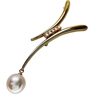 鑽石 0.14 克拉，Akoya 珍珠 8.8 毫米，胸針，18K 金，7.5 克，女士 [二手]