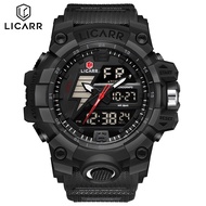 LICARR Original Brand Mens Quartz Watches Waterproof Luminous Clock Military Rubber Strap Date Chron