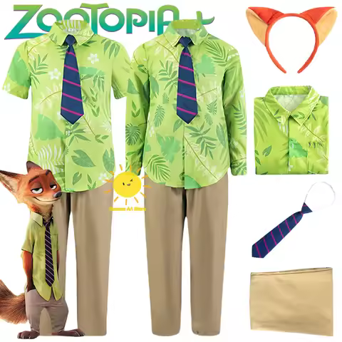 BEAST KINGDOM Nick Wilde Cosplay Costumes Zootopia Cosplay Summer Shirt Tie Nick Suits Halloween Car