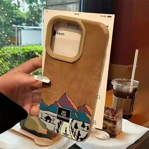 California Highway Flip Fur Leather Phone Case For iPhone 15 Pro Max Cases iPhone 11 12 13 14 16 Pro