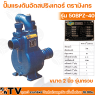 ปั๊มแรงดันอัดสปริงเกอร์ ตรามังกร ขนาด 2 นิ้ว รุ่น 50BPZ-40 รุ่นกรวย สำหรับอดสปริงเกอร์ ส่งสูง 40 เมตร ความเร็วรอบ 3600 rpm รับประกันคุณภาพ