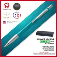 Parker Vector Ballpoint Pen - Blue Green Chrome Trim (with Blue - Medium (M) Refill) / {ORIGINAL} / [RetailsON]