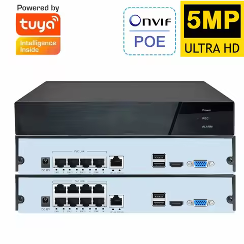 Tuya Smart Life 8CH 4CH 5MP 4MP POE ONVIF NVR Video Recorder H.265 IP Camera CCTV System Network P2P