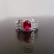 cincin lelaki permata merah silver 925, cincin lelaki perak 925 batu merah, silver 925 men ring in red ruby stone