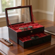 WATCH BOX | Watch BOX | WATCH CASE CONTAINS 24 BLACK INNER RED