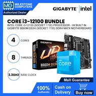 [ Bundle ] Intel Core i3-12100 12th Gen Desktop Processor +Gigabyte B660M DS3h Ddr4 Matx Motherboard