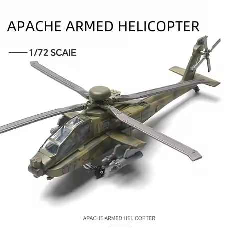 1:72 AH-64 Apache Attack Helicopter Model Creative Military Series Building Blocks Decor Assembled T