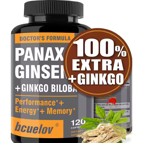 Authentic Korean Red Ginseng + Ginkgo, Ginseng Root Extract - Stamina & Vitality, Natural Ginseng