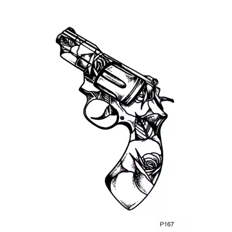 Small Revolver Pistol Waterproof Temporary Tattoo Sticker Gun Henna Tatoo Fake Tattoo Tatuajes Tatua