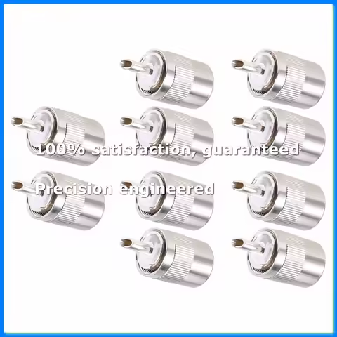 10pcs Connector UHF male PL259 plug solder RG8 RG213 LMR400 7D- cable silver-A07G