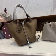 [Zivy Boutique] First Layer togo Cowhide Vegetable Basket Handbag Classic Style Shopping Must-Have