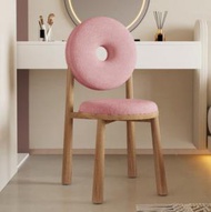 全城熱賣 - 奶油風羊羔絨甜甜圈餐椅(粉色*木紋腿)(尺寸:43*43*90CM)