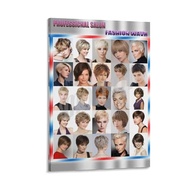 MOJDI Barbershop Poster Hair Salon Poster Barber Art Collage Art Poster (4) Canvas Painting Wall Art