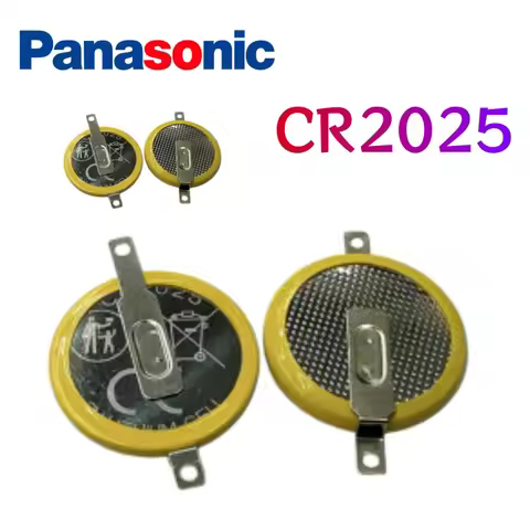 2-100pcs Original Panasonic CR2025 3V Lithium Battery with Pins Tabs, Horizontal Flat Mounting Type 