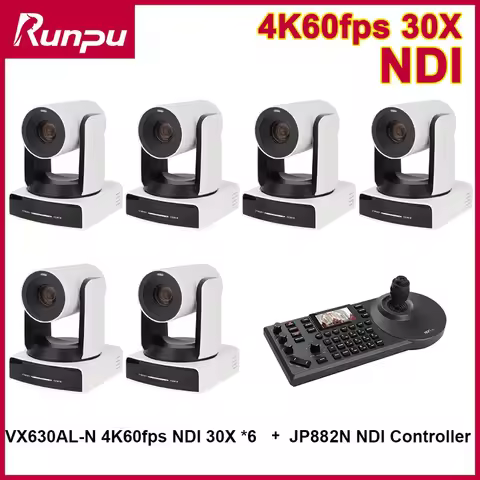 1-6PCS 4K NDI Camera 60FPS 30X Zoom AI Auto Tracking PTZ Camera with PoE HDMI SDI USB +1pc NDI PTZ C