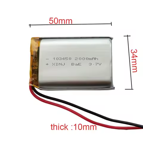3.7V 2000mAh 7.4Wh Rechargeable Li Lithium Battery 103450 JST 2pin 1.5 2.0 2.54mm Plug For Game Play