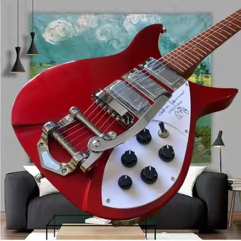 Metallic Red 325 John Electric Guitar 3 Pickups Bigsby Tremolo Rock Guitar Tremolo System Guitar Fre