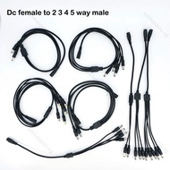 DC 1 Female to 2 3 4 5 way 22awg 18awg Male connector Power Supply Splitter Plug adapter Cable cord 