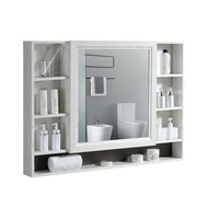 Space Aluminum Mirror Cabinet Wall-Mounted Mirror Box with Storage Rack Bathroom Dressing Mirror Waterproof Storage Cabinet Wall Hanging