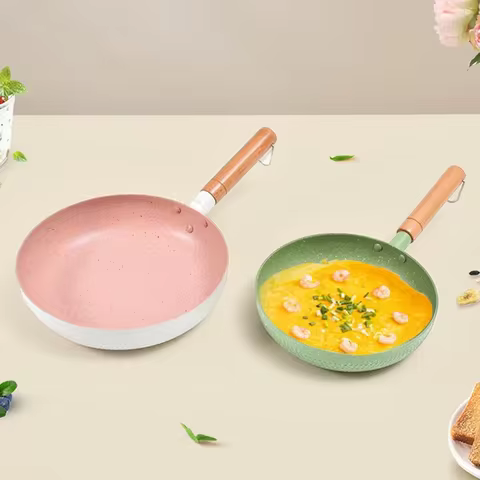 Frying Pan 20/24cm Wok Pan Non-stick Pan Induction Cooker Home Steak Pancake Pan Egg Pan Gas Stove U