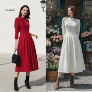 LYN TRAN - Flattering high neck pleated dress (DX-4999D)