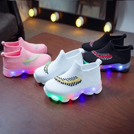 LED Light Socks Shoes Boys Girls Light Shoes 2019 Flying Knitted Shoes Fur Sneakers Light Shoes