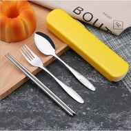 Gratis Ongkir - Set Alat Makan Portable Travel / Stainless Steel Set Alat Makan Sendok Garpu Sumpit