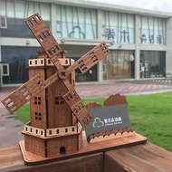 畢業禮物【手作DIY】風車造型 名片架 辦公室用品 實用 木質 質感