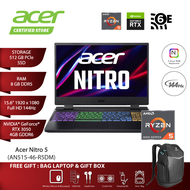 Acer Nitro 5 Gaming Laptop (AN515-46-R5DM) AMD Ryzen 5-6600H/8GB DDR5/512GB SSD/15.6"FHD/RTX3050-4GB/W11/2 Years Local Warranty With 1st Year