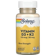 Solaray, Vitamin D3 + K2, 60 or 120 VegCaps
