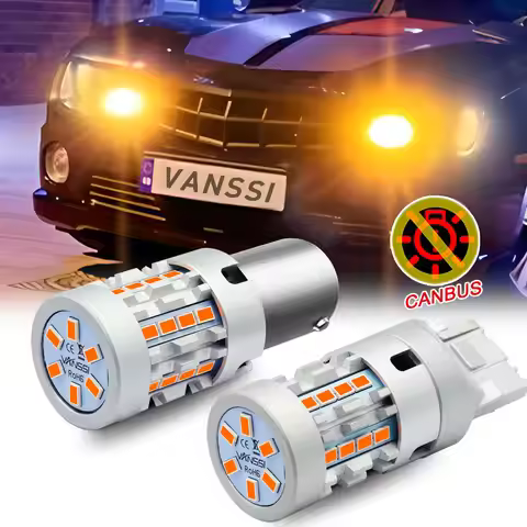 2Pcs T20 S25 R10W Amber LED Bulb Turn Signal Light 1156/BA15S/P21W BAU15S/PY21W 7440/WY21W CANBUS No