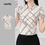 Lovito Elegant Blouse Leisure Commute Texture Spring/summer Apricot Blouse for Women LK6ED603 Lovito
