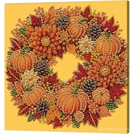 AutnWreathPearlDiamondtingAritwithFrame7.877.87Inch,FallGarlPearltingforsDIYSpecialShapeRhinestonesH