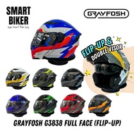 Grayfosh G3838 Full Face Flip-up Helmet Double Visor Flip Up SIRIM Approved JPJ Lulus Biker Gear