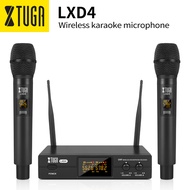 XTUGA LXD4 2 Channel UHF Wireless Microphone System with 2 Hand-held Wireless Microphone Use for Stage, Church, Karaoke, Family Party, Wedding