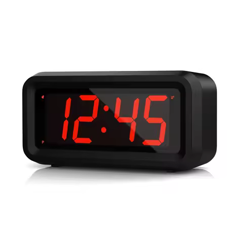 Alarm Clock, 1.2 Inch LED Display, Battery Powered, Table-top/Wall-mounted, 12/24HR, Snooze, Easy to