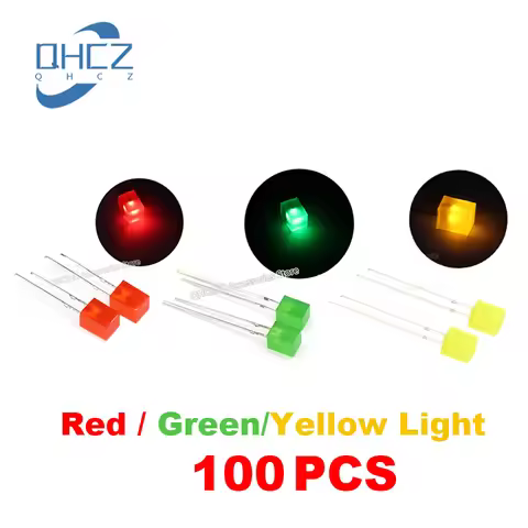 100pcs 5X5X7 Square LED Emerald Green/Red/Yellow Light 5*5*7 Emerald Green LED Light-Emitting Diode 