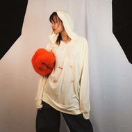 88R — Sheer Hoodie (Cream) เสื้อฮู้ดแขนยาว ผ้าบาง ปักตรงเสื้อ