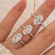 Effinny Classic 3.5ct Oval Cut Engagement Ring for Women, 5A Cubic Zirconia promise Ring In Sterling