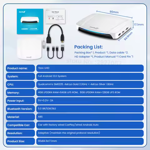 CarlinKit CarPlay Ai Box HDMI Android 13 SM6225 660 Wireless CarPlay Android Auto Smart Car TV Strea