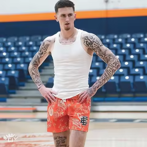 2025 New Eric Emanuel multi-color basketball shorts, casual sports shorts, mesh loose breathable bea