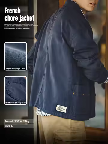 Maden Navy Drop Shoulder Jacket Men Turn-down Collar Hunting Tops Multi-Pocket Coat Men's Spring and