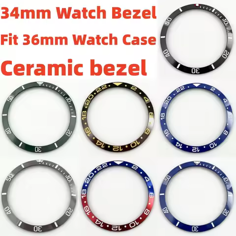 RICHUS 34mm*28.8mm High Quality Ceramic Bezel Black Blue Watch Bezel Fit 36mm Watch Case Watch Acces