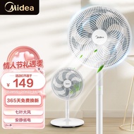 Ready stock🔥Midea Electric Fan Home Stand Fan Stand Dual-Purpose Light Sound Electric Fan Table Fan Vertical Rotary Fan Mini Fan