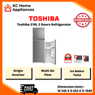 Toshiba 310L 2 Doors Fridge | Pure BIO | Origin Inverter | Multi Air Flow | Ice Maker Twist | GR-RT3