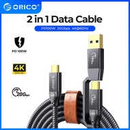 ORICO 20Gbps USB C Cable PD100W Fast Charger Cord USB3.2 Gen 2 HD 4K 60Hz Video for Laptop Tablet