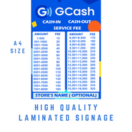 Laminated Store Signage(Makapal) / Gcash/ Service Fee/ Customizable