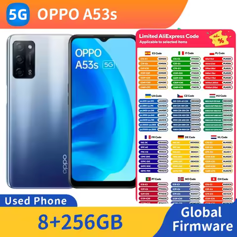 OPPO A53s 5G RAM 8GB ROM 256GB Battery capacity 5000mAh 6.52inch 13MP Android Used Phone